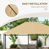 Outsunny 3 x 4m Gazebo Canopy Replacement Cover, Gazebo Roof Replacement (TOP COVER ONLY), Khaki(m-6)