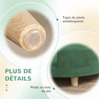 PawHut Canapé pour chien fauteuil pour chat surface en velours avec coussin amovible pieds en bois 100l x 70P x 25H cm vert(m-7)