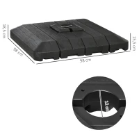 Outsunny Pesos para Base de Sombrilla en Cruz  4 Piezas Rellenables con 100 kg Agua o 135 kg Arena 98x98x18,5 cm Negro(m-3)