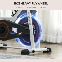 HOMCOM Exercise Bike, 8kg Flywheel Stationary Bike Indoor Cycling Machine with Adjustable Resistance Seat Handlebar, White(m-5)