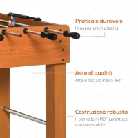HOMCOM Calcio Balilla Professionale per Adulti e Famiglia, Tavolo Calciobalilla per Adulti, Tavolo da Biliardo Billiardino con 2 Palline, Segnapunti e 22 Giocatori, 122x61x80.7cm(m-7)