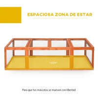 PawHut Jaula para Conejos Grande Casa para Animales Pequeños Conejera Exterior de Madera 180x90x48 cm Natural(m-4)