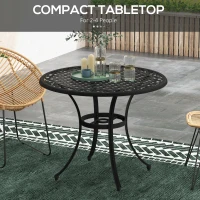 Outsunny Φ90cm Four-Seated Round Aluminium Garden Table, with Parasol Hole(m-5)