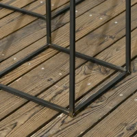 Outsunny Lot de 3 cache-pots carrés pour plantes fleurs sur pied en métal et bois - 3 hauteurs différentes naturel et noir(m-6)