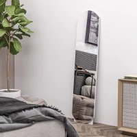 HOMCOM Miroir complet arqué 35 x 150 cm avec étagère, montage mural ou sur pied pour salle de bain, chambre à coucher, blanc(m-8)