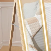 HOMCOM Full Length Mirror, with Adjustable Outer Light, Oak(m-9)