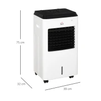 HOMCOM 3-IN-1 8.5L Portable Air Cooler, Heater, Humidifier with Ice Crystal Box, 3 Speed 3 Mode, 7.5 Hour Timer, Remote Controller Included, for Bedroom, Dorm, Office, White(m-3)