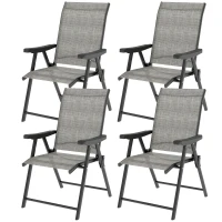 Outsunny Set of Four Folding Outdoor Chairs - Black/Grey(m-11)