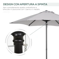 Outsunny Ombrellone 2x2 m da Giardino con Palo Centrale, Ombrellone per Esterno in Alluminio, Grigio Chiaro(m-7)