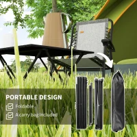 Outsunny Folding Camping Table, Lightweight Metal Picnic Table with Carry Bag, Foldable Table for Outdoor Camping, Picnic, Hiking, BBQ, Fishing, Black(m-4)