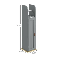 kleankin Meuble de salle de bain support papier toilette avec placard et étagères réglables 20 x 20 x 80 cm gris(m-3)
