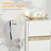 kleankin Mobiletto Bagno con Cassetto e Armadietto con Mensola Regolabile in Legno 30x33x88cm, Bianco(m-7)