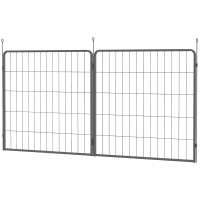 PawHut Set van 2 Uitbreidingen voor Puppyren, Hondenomheining Panelen, Huisdierenspeelplaats, Puppyren van Staal, Zwart