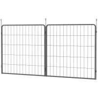 PawHut 2er-Set Erweiterung für Welpengehege, Hundezaun-Paneele, Haustierspielplatz, Welpenzaun aus Stahl, Grau(m-1)