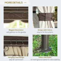 Outsunny 4 x 3.4m Hexagonal Metal Gazebo Garden Pavilion Outdoor Marquee Canopy Wedding Party Tent Shelter w/ Sidewall Panels(m-4)