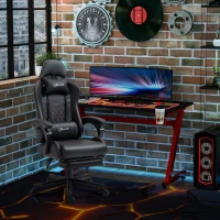 Vinsetto Computer Gaming Chair with Footrest, Video Gaming Chair for Adults with 130° Reclining Back, Desk Chair with Lumbar Support and Adjustable Height, Black Red(m-10)