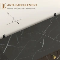 HOMCOM Buffet de rangement avec 2 portes et étagère réglable pieds en métal 76 x 35 x 77 cm ton marbre noir(m-7)