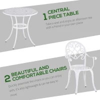Outsunny Three-Piece Elegant Aluminium Garden Set - White(m-4)