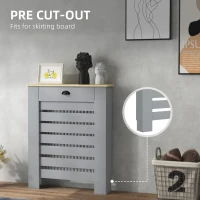 HOMCOM 95.5H x 78Wcm Radiator Cover, with Drawer - Grey(m-4)
