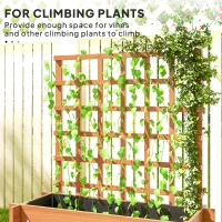 Outsunny 3 Tier Garden Planters with Trellis for Vine Climbing, Wooden Raised Beds, 95x95x110cm, Brown(m-4)