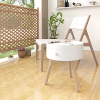 HOMCOM Tavolino da Salotto Moderno in Legno, Tavolino Rotondo con Cassetto, Tavolino da Caffè per Soggiorno e Camera, Bianco(m-2)
