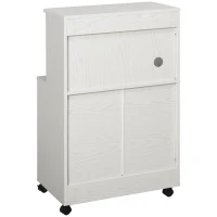 HOMCOM Aparador Auxiliar para Microondas Armario Bajo de Cocina con Armario de 2 Puertas y Estante Ajustable con Ruedas Carga 70 kg 60,4x40,3x97 cm Blanco(m-8)