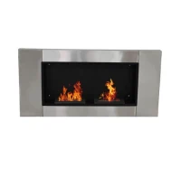 Chimenea de Pared Bioetanol 110x54x14'5cm Acero Inoxidable 2 Quemadores Gel Bioetanol Etanol(m-10)