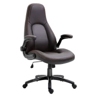 Vinsetto Computer Gaming Chair, PU Leather Office Chair, Swivel Desk Chair with Adjustable Arms and Height, Padded Armrest and Seat, Rolling Wheels, Coffee(m-11)