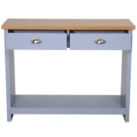 HOMCOM 2 Drawers Console Table w/Bottom Shelf Rustic Retro Style Hallway Living Room Home Furniture Wood Effect Worktop Grey(m-10)