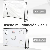 HOMCOM Portería de Fútbol para Niños con Lona de Precisión y Puntería para Entrenamiento y Perfeccionamiento 240x88x174 cm Blanco(m-6)