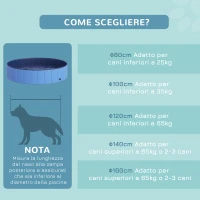 PawHut Piscina Vasca da Bagno Portatile Pieghevole per Cani Animali Domestici in PVC Φ140 x 30cm Azzurro(m-9)