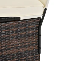 Outsunny Sdraio da Giardino Doppia con Tettuccio e Schienale 5 Reclinazioni, Lettino Prendisole in Rattan PE 196x137x31cm Bianco Crema(m-9)