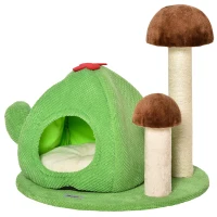 PawHut Cuccia Tiragraffi a Forma di Cactus per Gatti Fino 4.5kg, 54x54x52cm - Multicolore(m-10)