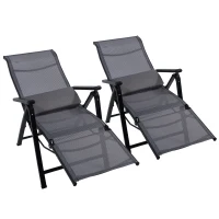 Outsunny Sdraio da Giardino Zero Gravity Set 2 Pz, Regolabile su 9 Livelli, con Cuscini, 65x70x111cm, Grigio(m-10)