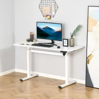 Vinsetto Electric Height Adjustable Standing Desk Sit Stand Desk with Large Desktop, Motor, Stand up Desk for Home Office, White(m-10)