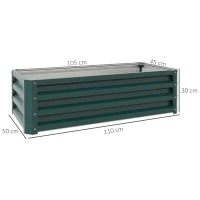Outsunny Set of Two 110 x 65cm Steel Planter Boxes - Green(m-3)