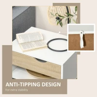 HOMCOM Bedside Table with Drawer and Shelf, Modern Nightstand, End Table for Bedroom, Living Room, Set of 2(m-7)