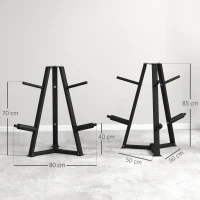 SPORTNOW Support de poids pour plaques, barres et haltères -  rack de rangement pour plaques de poids capacité max. 300 kg(m-3)