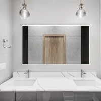 kleankin Specchio da Bagno Rettangolare in Truciolato e Vetro con Design a Parete, 104x60 cm, Bianco e Argento(m-6)