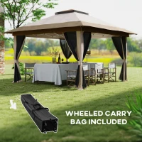 Outsunny 3.6 x 3.6m Pop-Up Gazebo, with Accessories - Beige(m-7)
