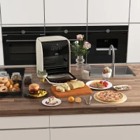 HOMCOM Digital Air Fryer with 8 Preset Modes, Rapid Air Circulation, 12L Air Fryer Oven with Memory Function, 1800W, Cream(m-10)