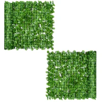Outsunny Lot de 2 haies artificiels érable Brise-Vue décoration Rouleau 3L x 1H m Feuillage réaliste Anti-UV Vert(m-9)