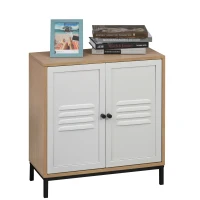 Vinsetto Meuble de rangement bureau 2 portes métal blanc avec étagère dim. 62L x 30I x 67,5H cm panneaux particules bois clair(m-9)