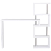 HOMCOM HOMCOM Moderna Scrivania con Libreria Ruotabile Adatta per Ottimizzare lo Spazio Finitura Legno Bianco(m-4)