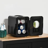 HOMCOM 4L Mini Fridge 6Can, AC+DC Portable Cooler & Warmer Car Refrigerator for Skincare, Makeup, Cosmetics, Food, for Bedroom, Home, Caravan, Car, Black(m-10)