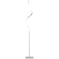 HOMCOM Dimmable Floor Lamp for Living Room, Modern Spiral Standing Lamp with 3 Adjustable Brightness and Square Base, Silver(m-11)