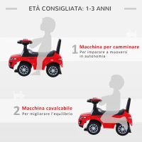 HOMCOM Macchina Cavalcabile Giocattolo per Bambini 12-36 Mesi, Macchina a Spinta con Vano Contenitore e Schienale, Rossa(m-4)