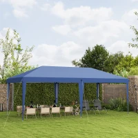 Outsunny Pop Up Gazebo 3 x 6m, Foldable Canopy Tent, Height Adjustable Wedding Awning Canopy w/ Carrying Bag, Blue(m-10)