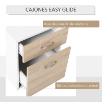 HOMCOM Mesa de Ordenador PC 137x55x92 cm Escritorio con Estantería de 3 Estantes 2 Cajones y Soporte para Impresora para Oficina Estudio Despacho Blanco y Roble(m-6)