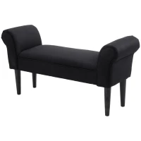 HOMCOM Banc Entrée Bout de Lit Rembourré pour Chambre à Coucher, Tissu à Voile, Noir, 102 x 36 x 51 cm(m-10)